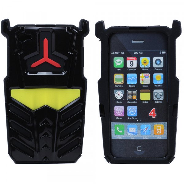 Wholesale iPhone 4 4S 3D Transformer Hybrid Case (Black-Black)